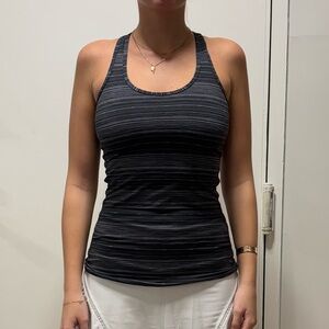 Road Runner Black and Grey Striped Workout Tank